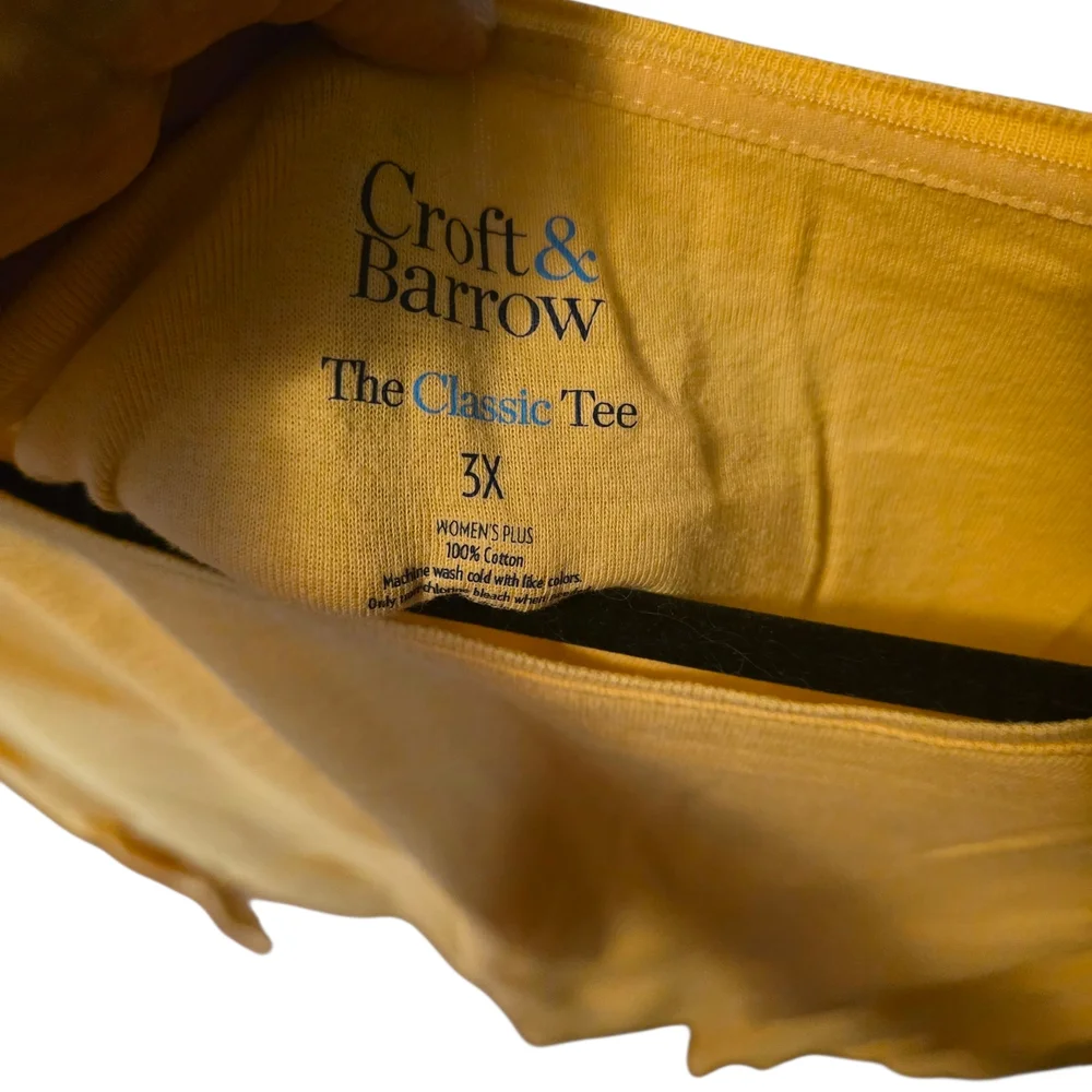 3X Croft & Barrow Soft Yellow Long Sleeve Classic Tee - Picture 4 of 4